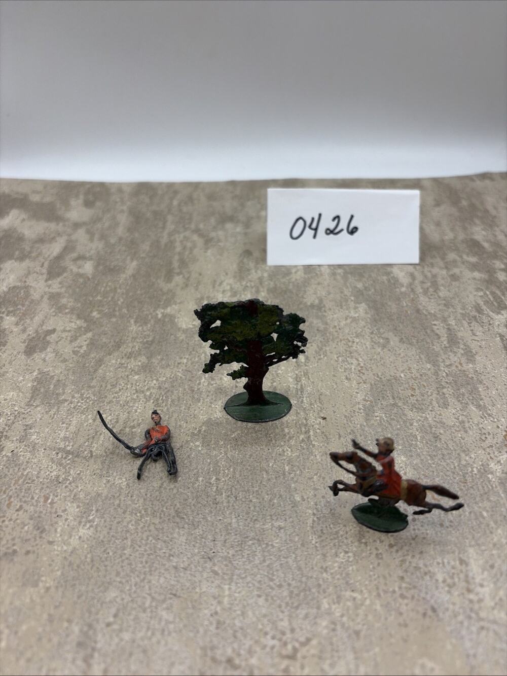 Lot Of 3-Vintage Barclay Manoil Cast Metal Toy Soldiers And Tree Figurine